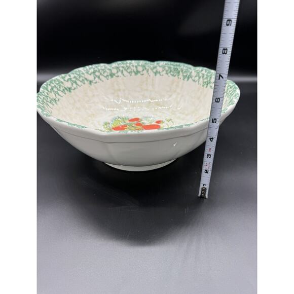Vintage Ceramic Serving Bowl, Garantito Per Alimenti, Hand Painted Strawberries - Picture 7 of 16
